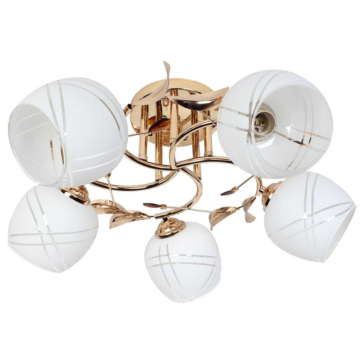 Φωτιστικό οροφής 5 Χ Ε27 Φ56Χ25 εκ. χρυσό με γυαλιά - GLOBOBOX 7307A/5 FGD
