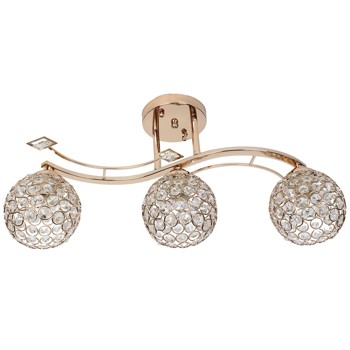 Φωτιστικό οροφής 3 Χ Ε27 55Χ16Χ25 εκ. χρυσό με κρύσταλλα - GLOBOBOX 7382A/3 FGD