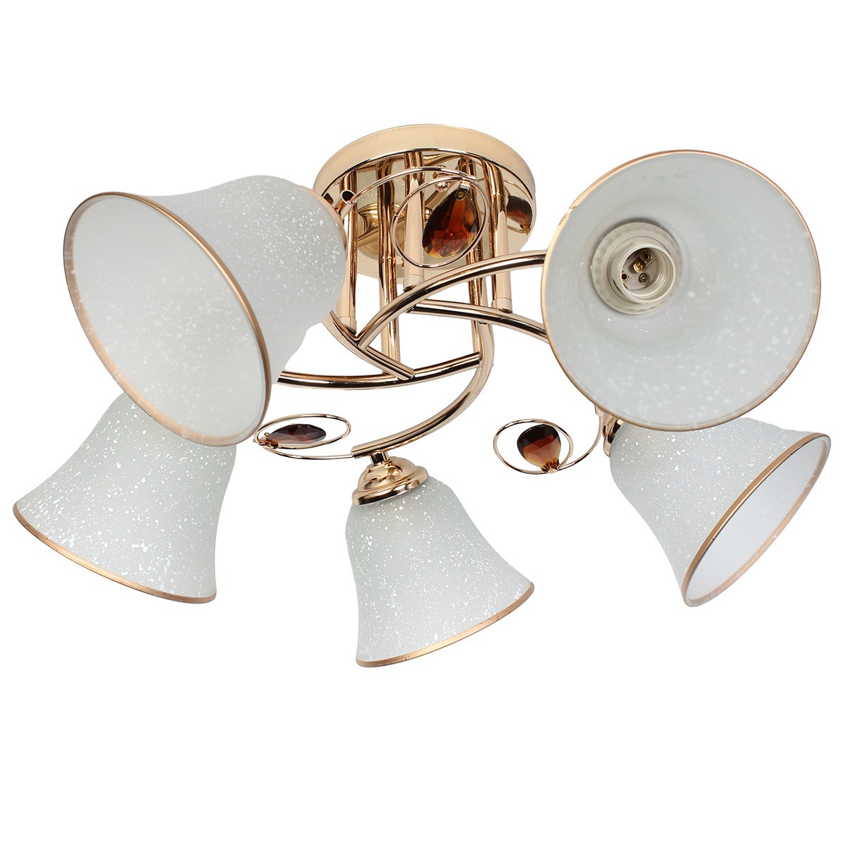 Φωτιστικό οροφής 5 Χ Ε27 Φ52Χ26 εκ. χρυσό με γυαλιά - GLOBOBOX 7385A/5 FGD