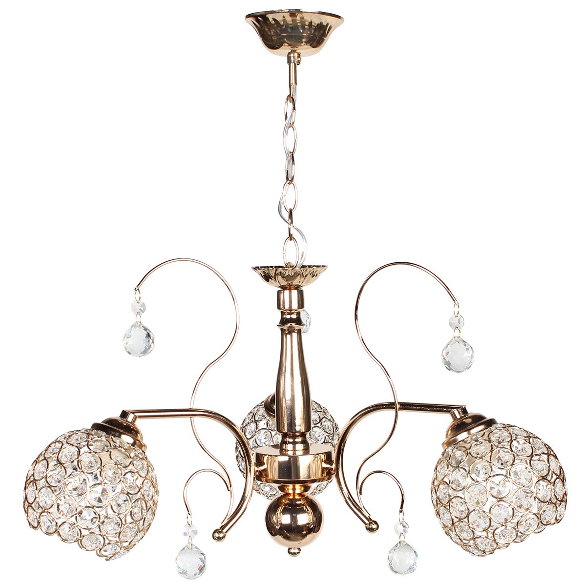 Φωτιστικό κρεμαστό 3 Χ Ε27 Φ54Χ28 εκ. χρυσό με κρύσταλλα - GLOBOBOX 9724A/3 FGD