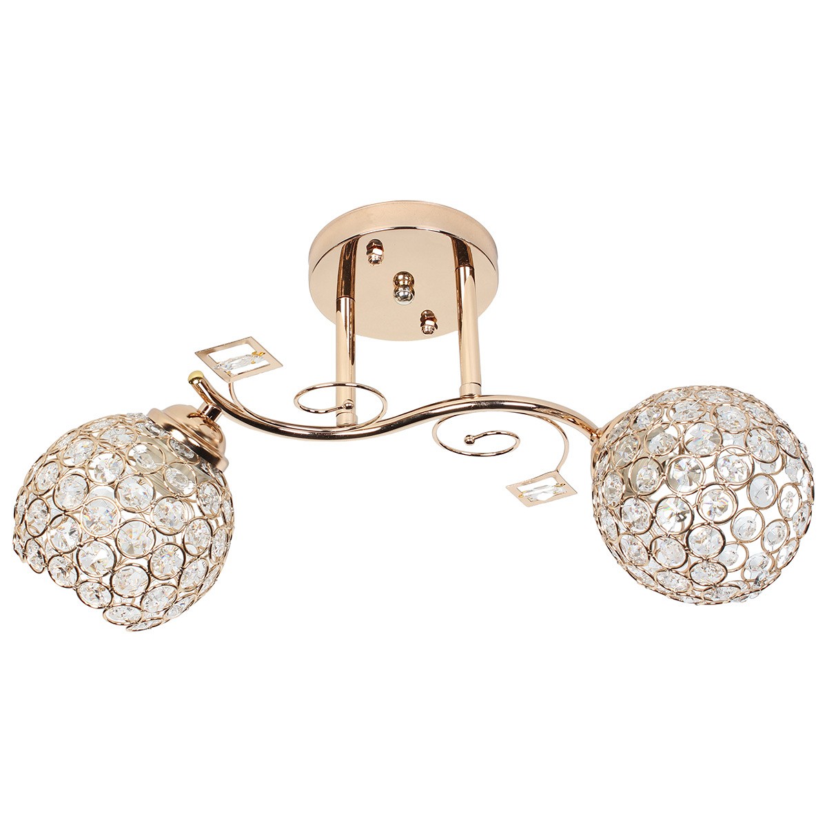 Φωτιστικό οροφής 2 Χ Ε27 45Χ22Χ23 εκ. χρυσό με κρύσταλλα - GLOBOBOX 9631A/2 FGD