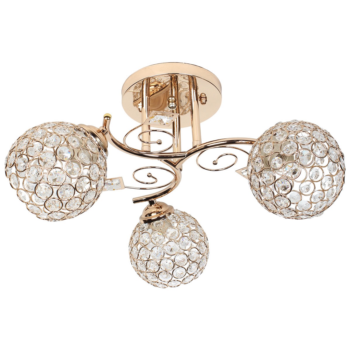 Φωτιστικό οροφής 3 Χ Ε27 Φ48Χ23 εκ. χρυσό με κρύσταλλα - GLOBOBOX 9631A/3 FGD