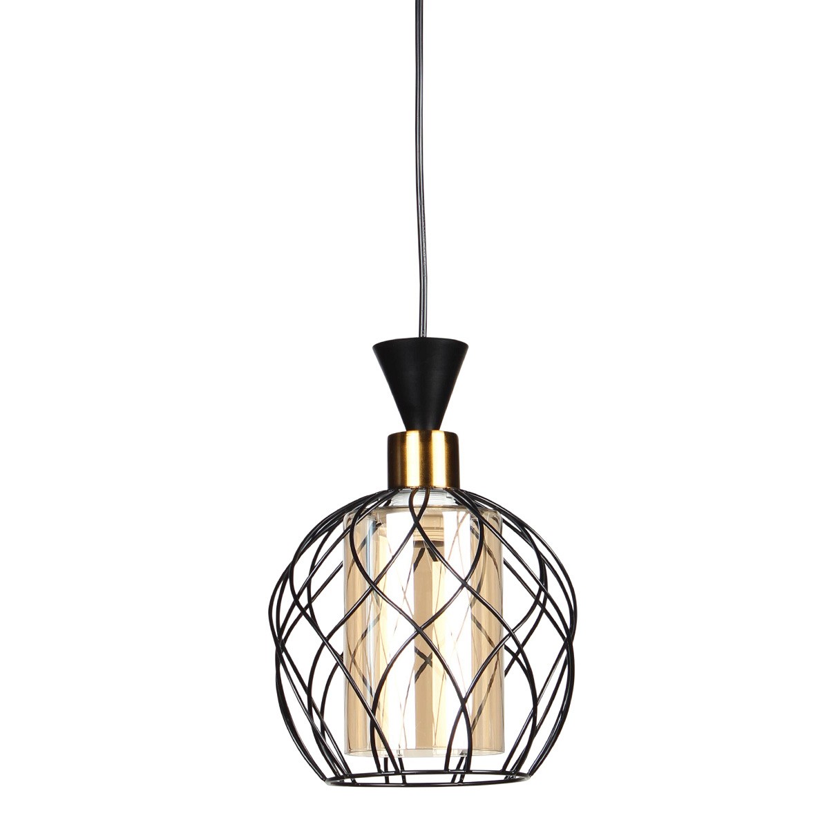 Φωτιστικό μεταλλικό μονόφωτο Ε27 Φ18Χ27 εκ. μαύρο με γυαλί - GLOBOBOX 38800-1 BK