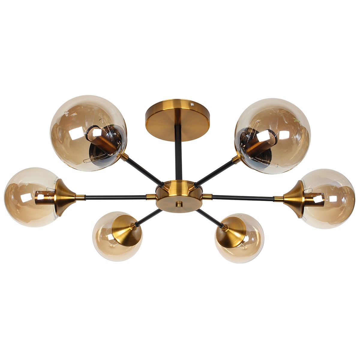 Φωτιστικό οροφής μεταλλικό 6 Χ Ε27 Φ75Χ27 εκ. μαύρο μπρονζέ με γυαλιά - GLOBOBOX BO214/6 GB