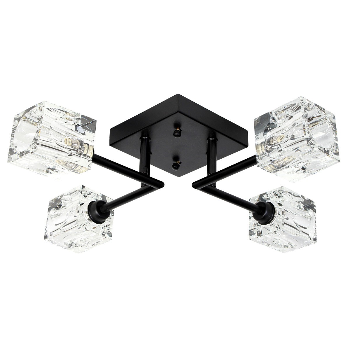 Φωτιστικό οροφής μεταλλικό 4 Χ G9 44Χ44Χ11 εκ. μαύρο με κρύσταλλα - GLOBOBOX BO128/4 BK