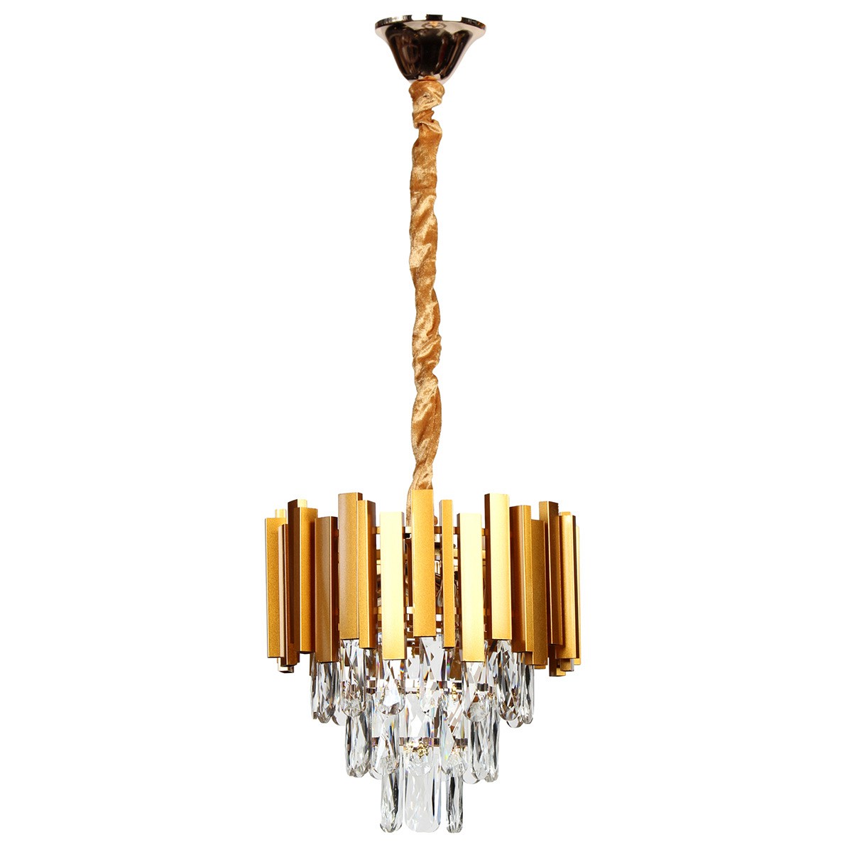 Φωτιστικό κρεμαστό μεταλλικό 3 Χ Ε14 Φ29,5Χ29 εκ. χρυσό με κρύσταλλα - GLOBOBOX 510110