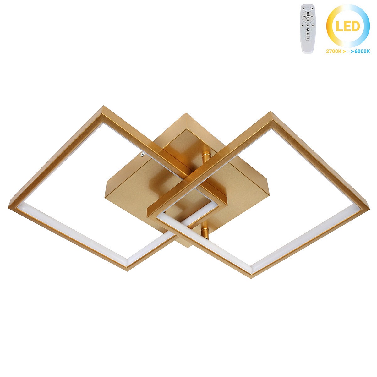 Φωτιστικό οροφής LED 27W 58Χ35Χ8 εκ. χρυσό με controller - GLOBOBOX 602167