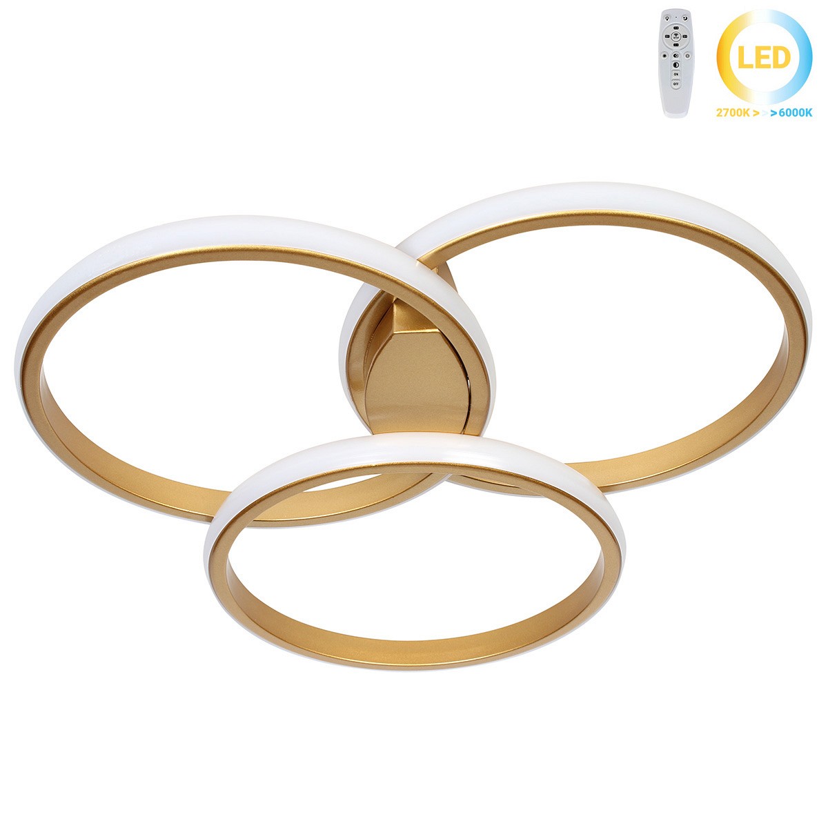 Φωτιστικό οροφής LED 24W 44Χ42Χ7,5 εκ. χρυσό με controller - GLOBOBOX 602172