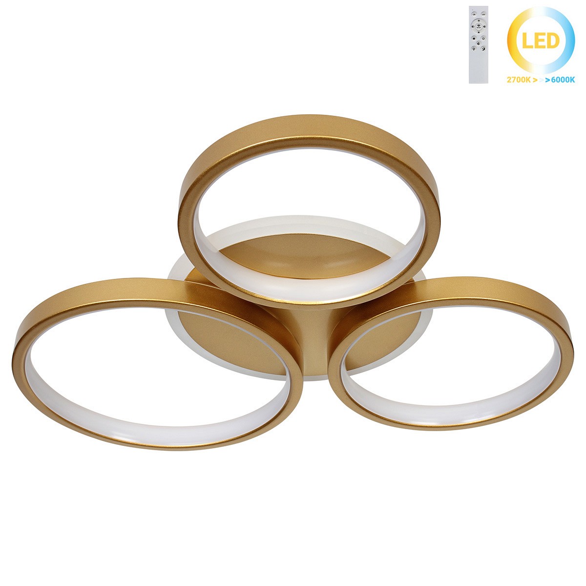 Φωτιστικό οροφής LED 75W 42Χ38Χ5,5 εκ. χρυσό με controller - GLOBOBOX 602178