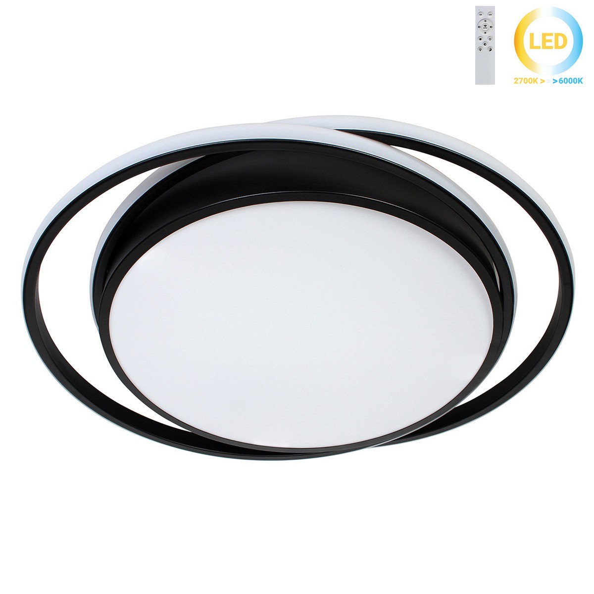 Φωτιστικό οροφής LED 63W 52Χ49Χ6 εκ. μαύρο με controller - GLOBOBOX 602179