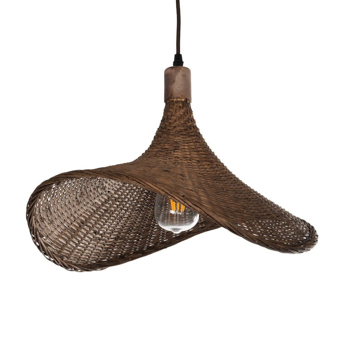 GLOBOSTAR® CUBA 01718 Boho Κρεμαστό Φωτιστικό Οροφής με Ντουί 1 x E27 AC 220-240V IP20 - Καφέ - Μ43 x Π43 x Y30cm