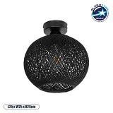 GLOBOSTAR® CORDE 203-0271 Μοντέρνο Φωτιστικό Οροφής με Ντουί 1 x E27 AC 220-240V IP20 - Μαύρο - Μ25 x Π25 x Υ26cm