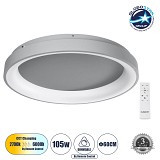 GLOBOSTAR® SALEM 61238 Μοντέρνο Φωτιστικό Οροφής LED 105W 12075lm 120° AC 220-240V IP20 Ρυθμιζόμενο Λευκό CCT με Χειριστήριο από 2700K έως 6000K Dimmable - Lumileds SMD Chip - Γκρι - Μ60 x Π60 x Υ9.5cm - 3 Χρόνια Εγγύηση