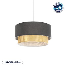 GLOBOSTAR® BIGGIE 204-0095 Μοντέρνο Κρεμαστό Φωτιστικό Οροφής με Ντουί 1 x E27 AC 220-240V IP20 - Γκρι & Μπεζ - Μ30 x Π30 x Υ17cm