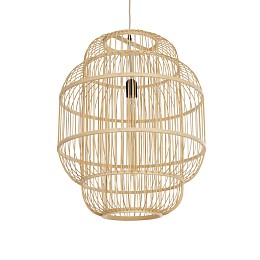 GLOBOSTAR® HIBISCUS 01763 Boho Κρεμαστό Φωτιστικό Οροφής με Ντουί 1 x E27 AC 220-240V IP20 - Μπεζ - Μ48 x Π48 x Y60cm