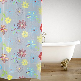 ΚΟΥΡΤΙΝΑ ΜΠΑΝΙΟΥ ΠΛΑΣΤΙΚΗ PEVA FLOWER DRAWINGS 180(Μ)x180(Υ)