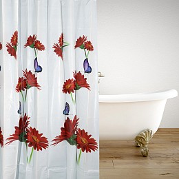 ΚΟΥΡΤΙΝΑ ΜΠΑΝΙΟΥ ΠΛΑΣΤΙΚΗ PEVA RED MARGARITAS 180(Μ)x180(Υ)