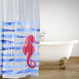 ΚΟΥΡΤΙΝΑ ΜΠΑΝΙΟΥ ΠΛΑΣΤΙΚΗ PEVA SEA HORSE 180(Μ)X180(Υ)